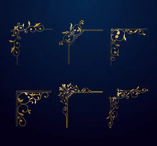 6款金色花纹花边矢量素材