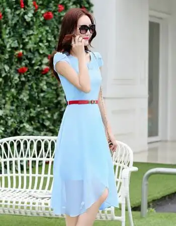 维纳夏天雪纺连衣裙女装2018新款夏季中长款2017韩版显瘦时尚女人裙子