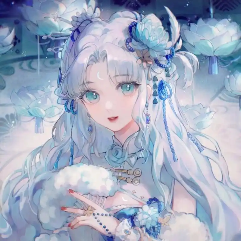 蓝色系 二次元 女生头像 古风 温柔 白月光