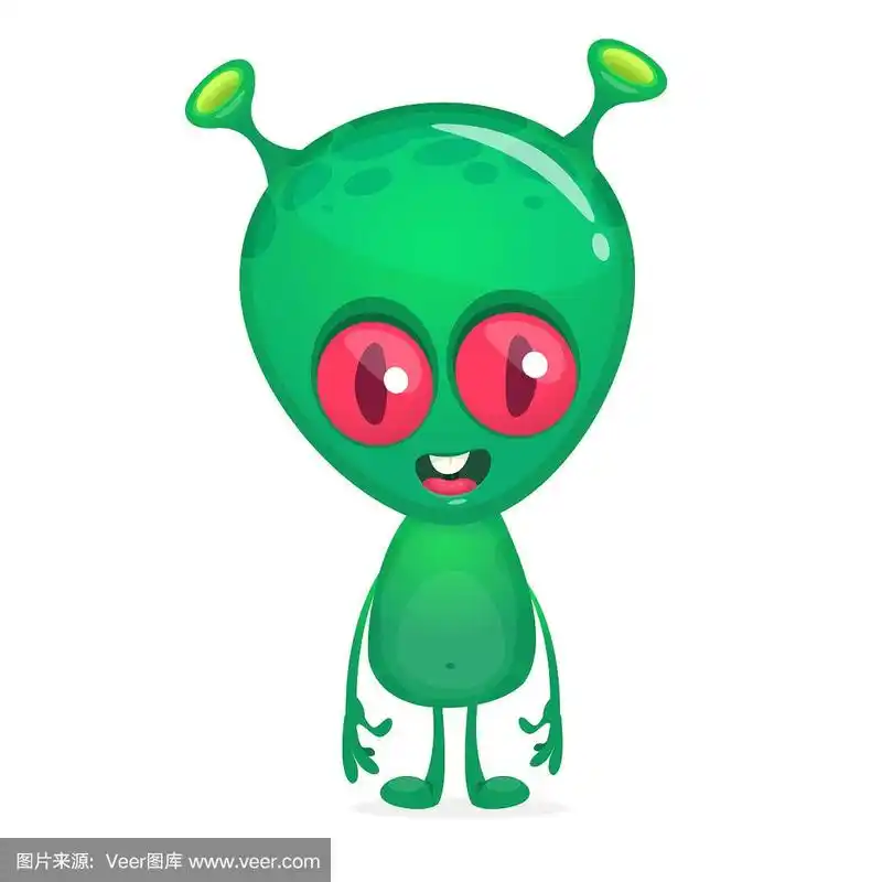 有趣的绿色外星人人物卡通.
