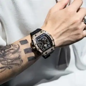 理查德米勒同款强森手表男机械表男士男款虫洞概念机械男表氚气表 黑