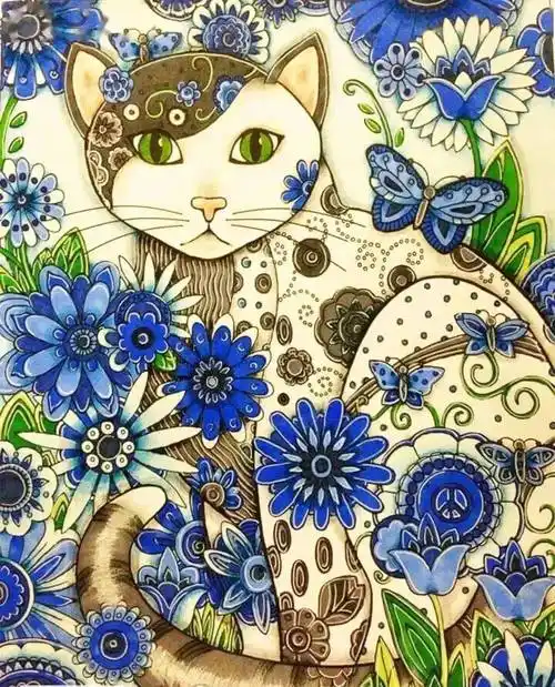 用彩色线描画的猫猫太美太萌了!_ccae_作品_王登峰
