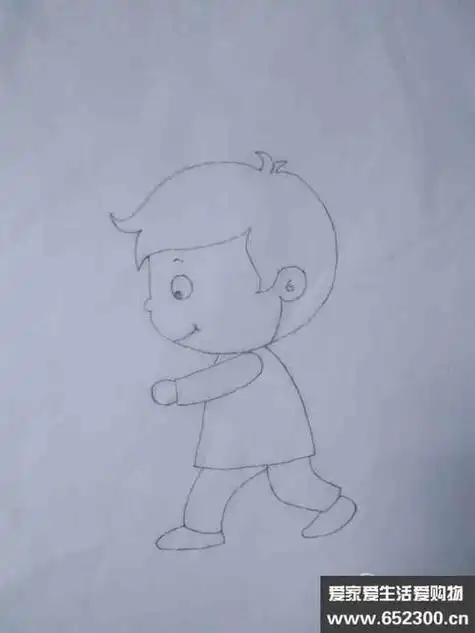 画人简笔画男孩女孩中学男生简笔画小男孩侧身走路简笔画 第1页侧面