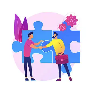 成功的互动.矢量孤立概念隐喻图解.伙伴关系向量概念隐喻