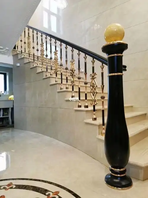 别墅室内轻奢简约铝艺楼梯扶手护栏中式栏杆