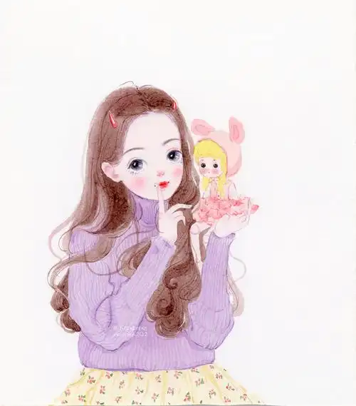 小熊猫胖哒水彩手绘人物水彩少女插画水彩人像头像画像