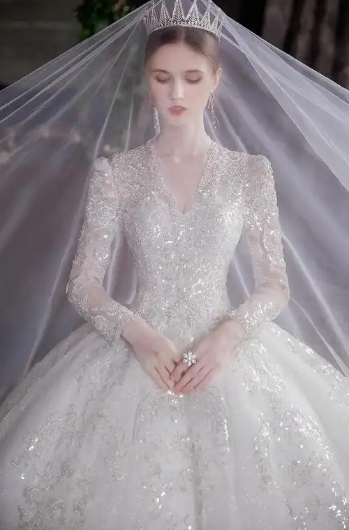 禾莱@春秋季轻奢婚纱礼服女宴会晚礼服女长袖主婚纱礼服202221新款