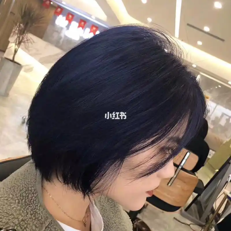 分享一款短发蓝黑色77摩根烫77裁剪完美