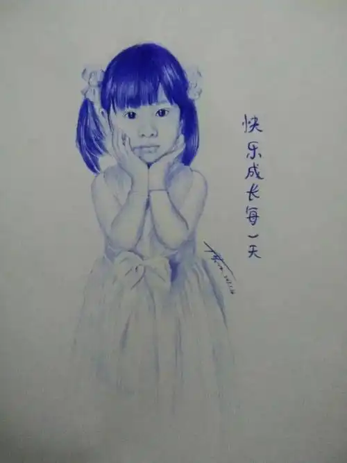 14岁女孩自学圆珠笔画,毕生追求画画,立志当一名艺术家!