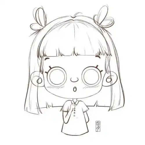 简笔人物线稿,q版人物线稿素材_月月_ya