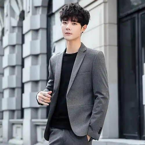 男生正装小西装全套薄韩版西服套装修身一套学生潮流夜店帅气夏季06