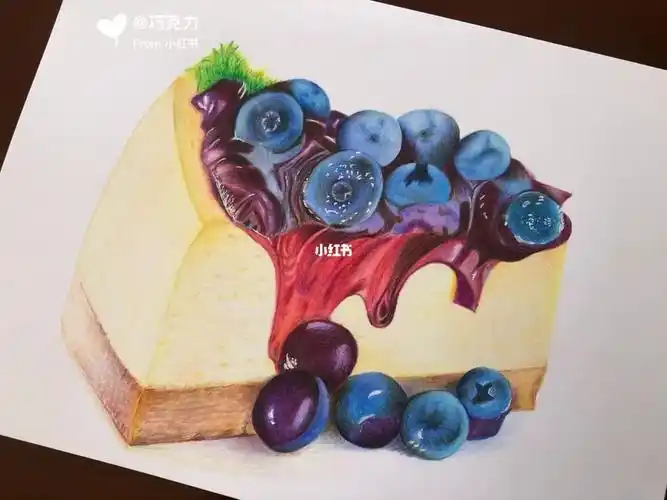 彩铅美食之蛋糕附起型及过程图