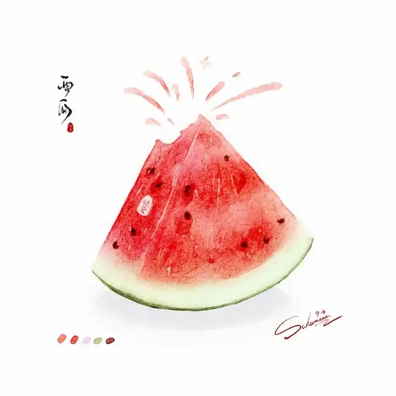 水果插画 | 西瓜.西瓜的夏天浪漫得让人想沉睡一整个青春#水 - 抖音