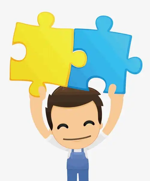矢量卡通拼图和小人