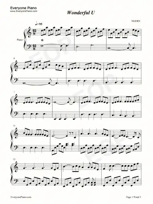 自学钢琴简谱五线谱wonderfulu
