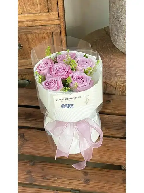 6朵紫色玫瑰花#hometownflower故里花艺  #花艺  #潮州花店