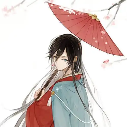 汉服撑伞花美男头像