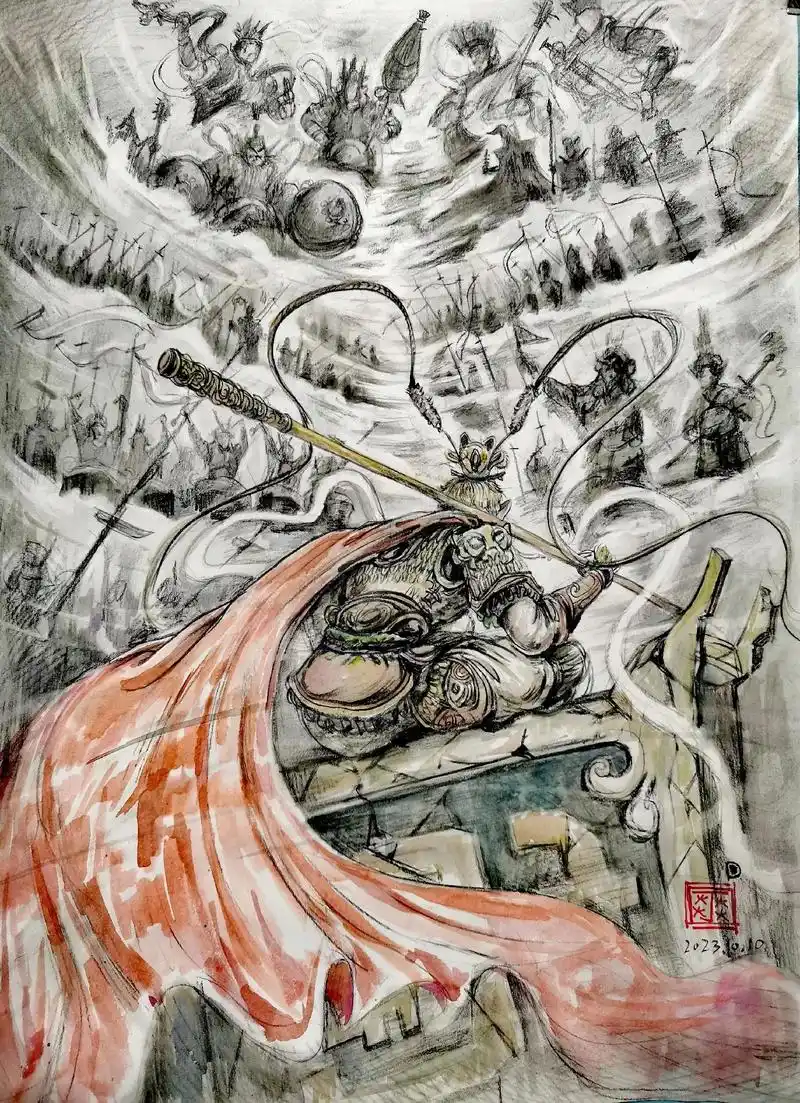 命题创作,《大闹天宫》#画画 #原创作品 #手绘 #因为热爱 - 抖音