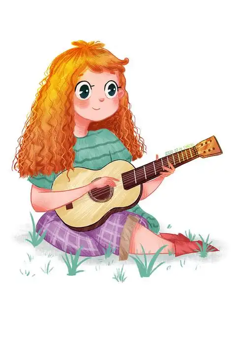 弹吉他的女孩|插画|创作习作|东小恩d - 原创作品 - 站酷 (zcool)