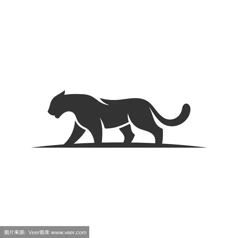 摘要剪影老虎行走概念插图矢量模板