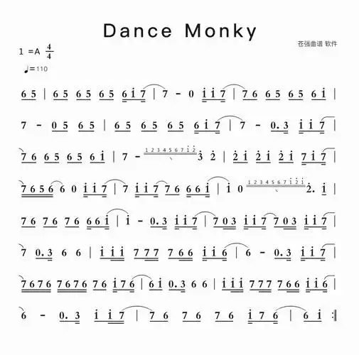 dance monky智能简谱_简谱_曲谱_听懂音律