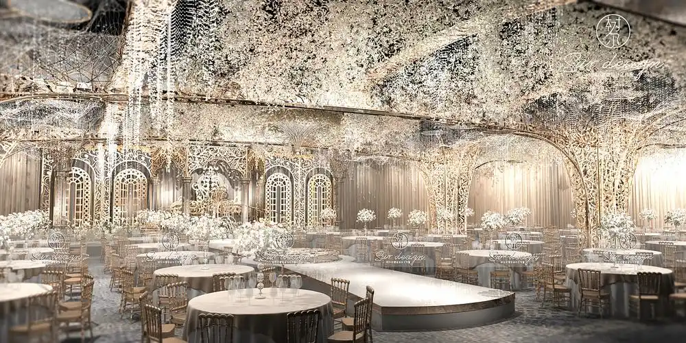 surdesign香槟系婚礼宴会3d效果图|三维|场景|树尔设计工作室 - 原创