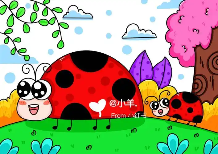 七星瓢虫儿童创意画 昆虫简笔画 简单 易画