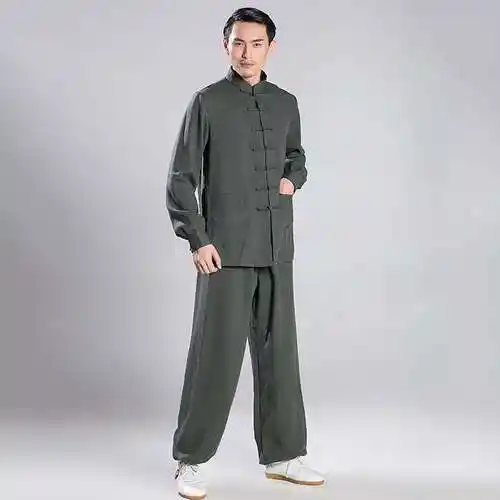 高档武农秋季新品太极服 亚麻晨练表演服太极拳中老年练功服太极
