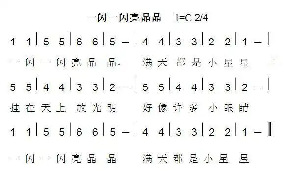 一闪一闪亮晶晶简谱-流行乐坛网