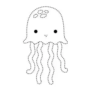 虚线形状水母海洋动物和外来触手矢量插图照片