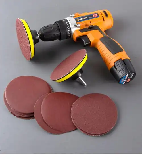 赤红五金4寸圆形植绒砂纸片手电钻角磨机抛光打磨自粘式木材沙纸100mm