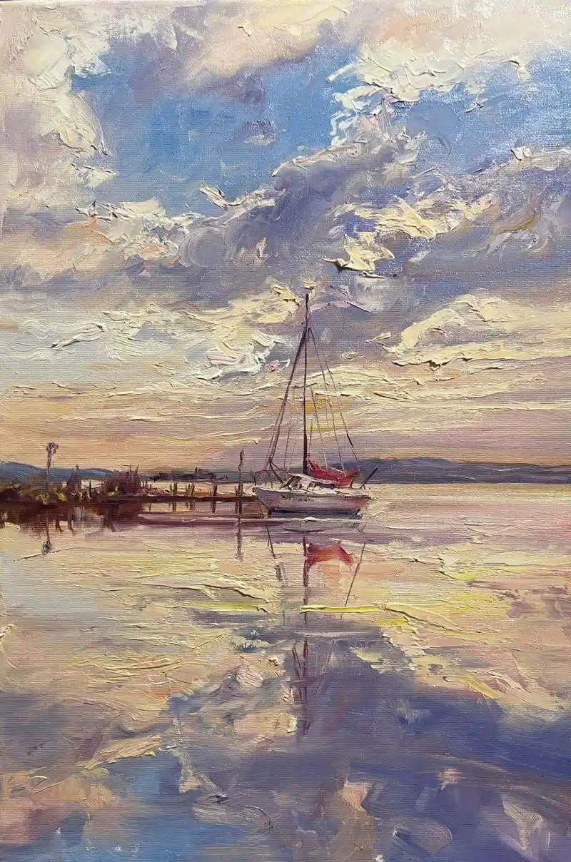 油画风景 色彩写生 帆船 码头(附步骤)  🎨✨亲们,今天我要跟大家