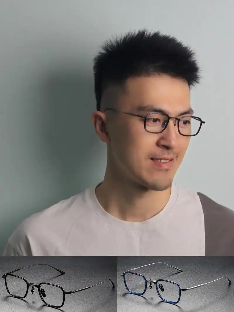眼镜框推荐|商务男生简约纯钛方框眼镜架.bradbury   - 抖音