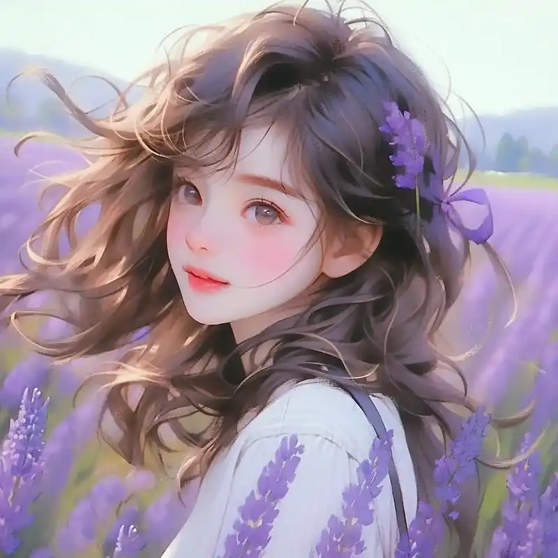 漫画 #女生 #头像 #宫崎骏 #紫色 沐浴在薰衣草海洋中 - 抖音