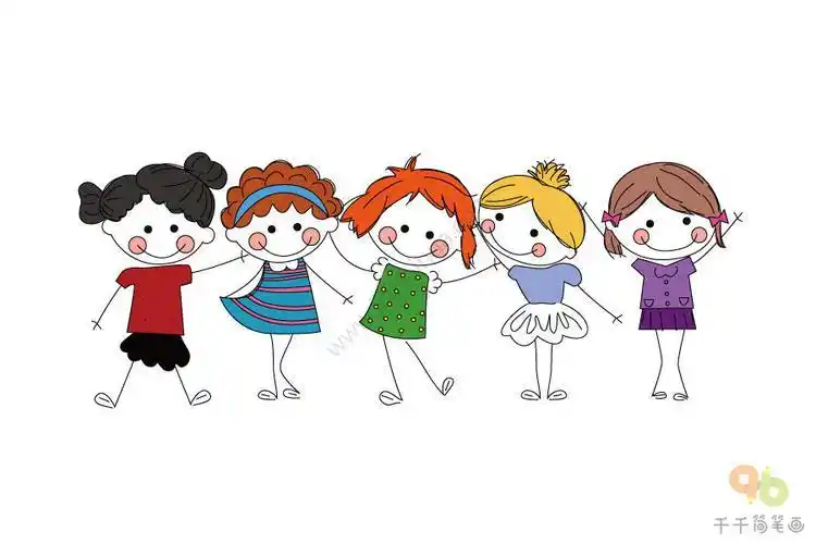 五个小朋友简笔画 简笔画图片大全-蒲城教育文学网