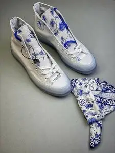 匡威1970青花瓷张艺兴联名高帮帆布鞋板鞋经典男女同款帆布鞋