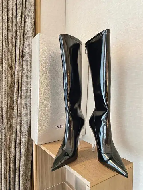 9495意大利潮牌iost in echo尖头漆皮弹力高靴【跟高11.