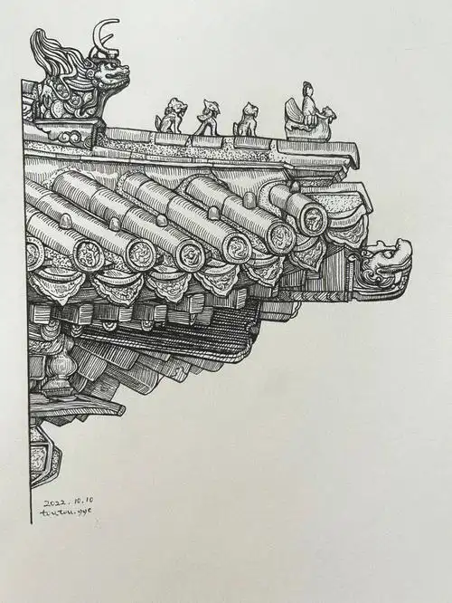 及其克制结果颜色感觉还是深了不太满意#画画打卡  #奔流画社  #故宫