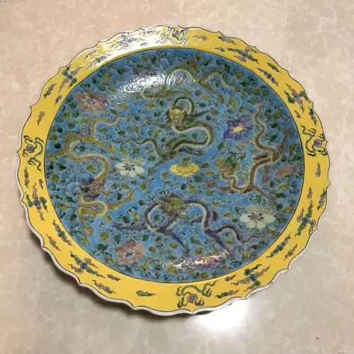 清代官窑 龙大盘