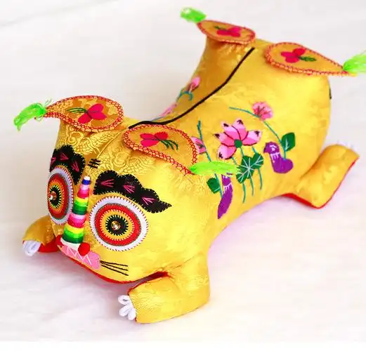 老虎枕头宝宝婴儿压惊传统纯手工布老虎民间工艺品满月布艺小老虎