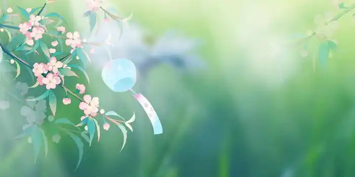 清新文艺日系风铃植物背景