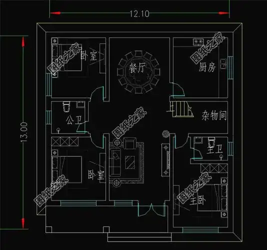 图四:带阁楼的一层半房屋设计图