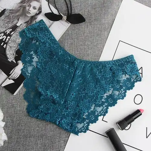 蜜桃猪猪性感蕾丝内裤女士镂空透明三角裤低腰纯欲丁字裤火辣情调