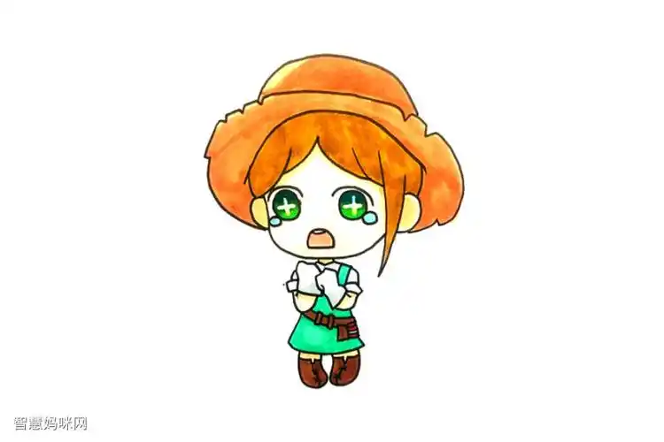 可爱戴帽子的小女孩怎么画