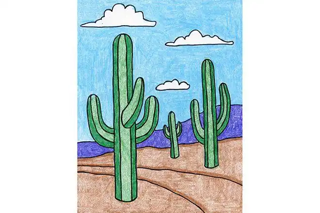 仙人掌图片绘画(仙人掌图片绘画素描) - 123植物网