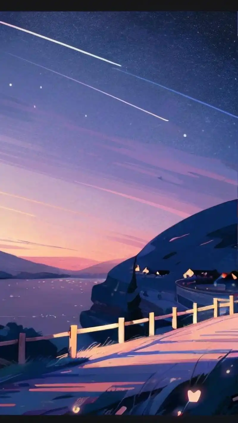 动漫背景图竖屏,星空下的城镇78