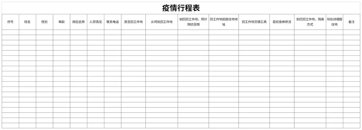 疫情行程表免费下载_疫情行程表excel模板下载-下载之家