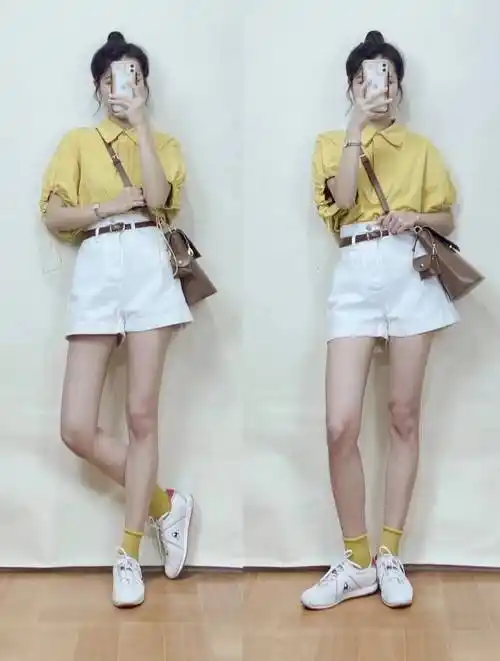 原创白色短裤怎么搭配上衣和鞋子好看