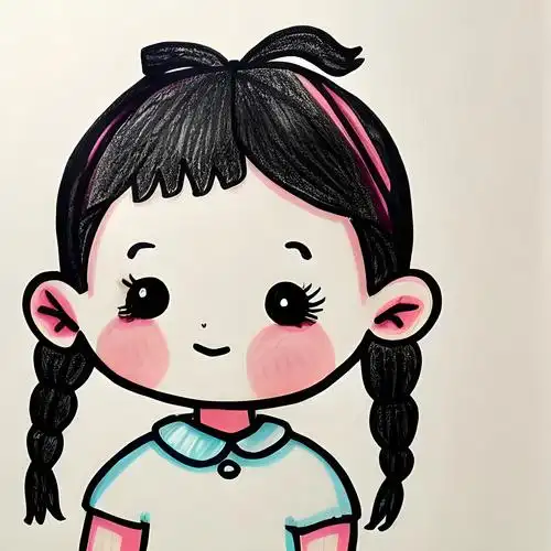 马尾辫的小女孩简笔画