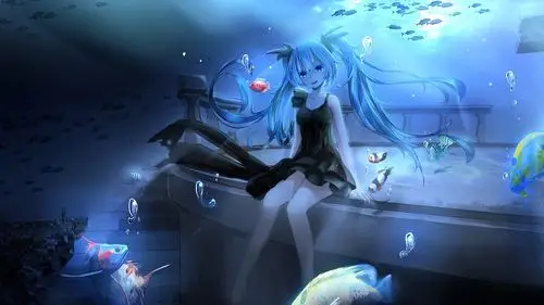 动漫人物动漫女孩vocaloid初音未来自然水动物鱼水下animeanimegirls
